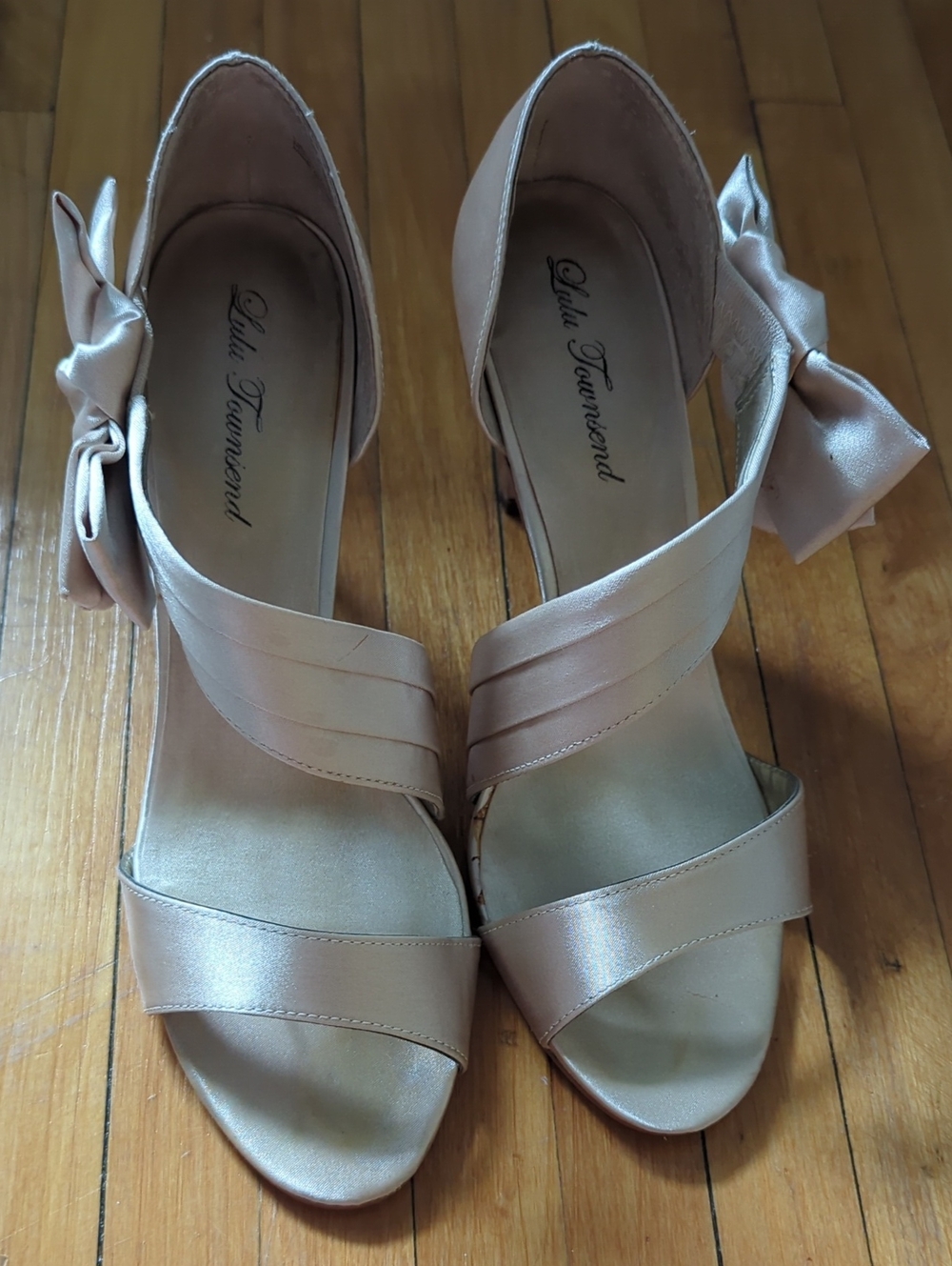 Lulu Townsend Champagne Satin Heels
